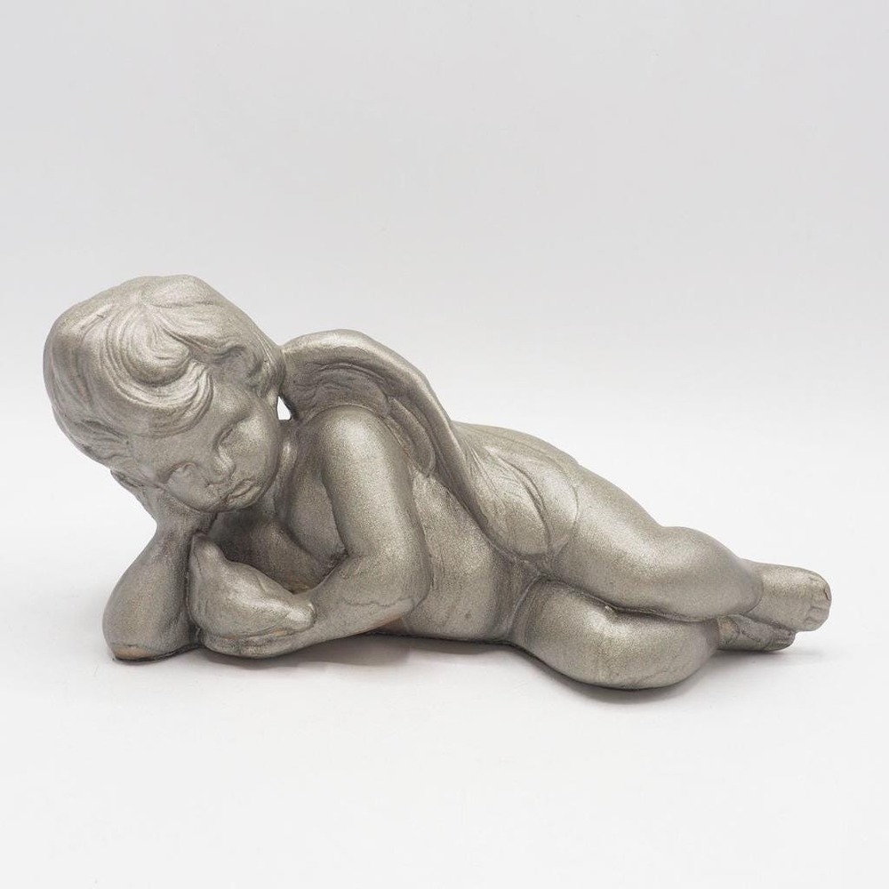Vintage Pieri Creations Philadelphia Chalkware Cherub Angel Figurine Silver 4573